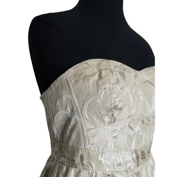 American Eagle Outfitters beige sparkly Gold Strapless party dance Dress Sz 10 - Picture 4 of 6